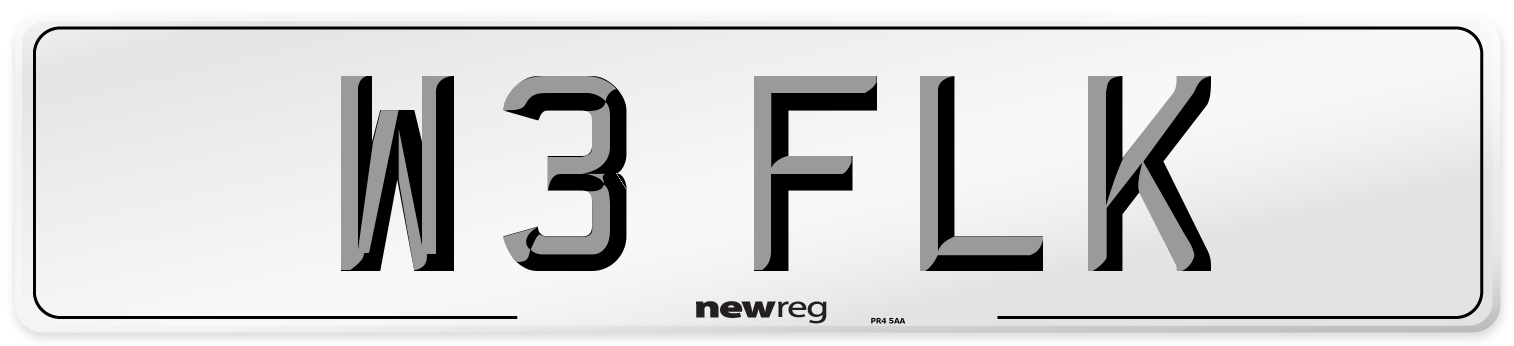 W3 FLK Number Plate from New Reg